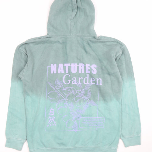 SHOK Men's Green Pullover Hoodie Small Nature Graphic Print