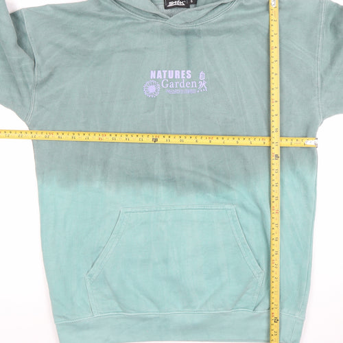 SHOK Men's Green Pullover Hoodie Small Nature Graphic Print
