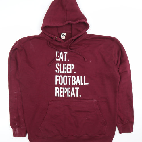 Club Classic Men's Red Pullover Hoodie L Eat Sleep Football Print