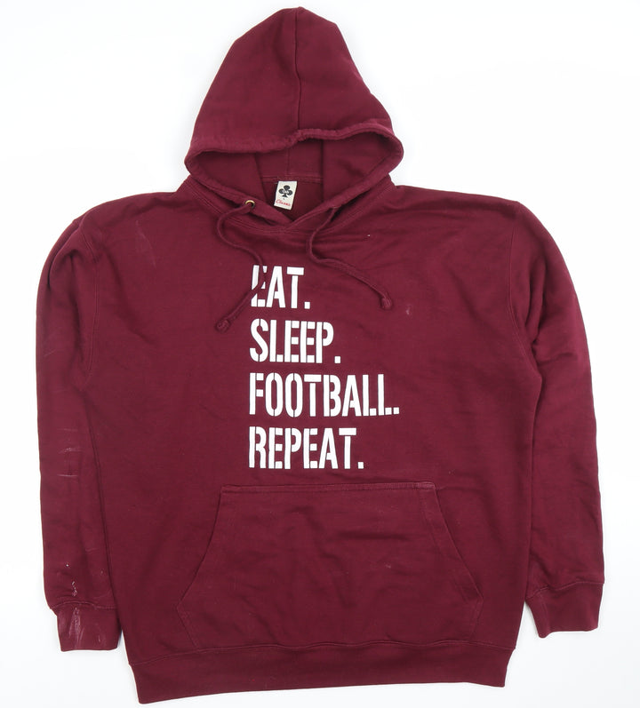 Club Classic Men's Red Pullover Hoodie L Eat Sleep Football Print