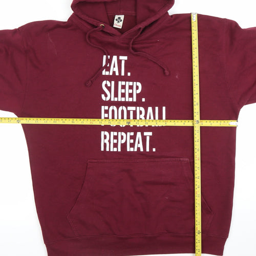 Club Classic Men's Red Pullover Hoodie L Eat Sleep Football Print