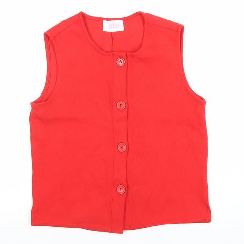 Savida Women's Red Sleeveless Button Cardigan XS Cotton Knit