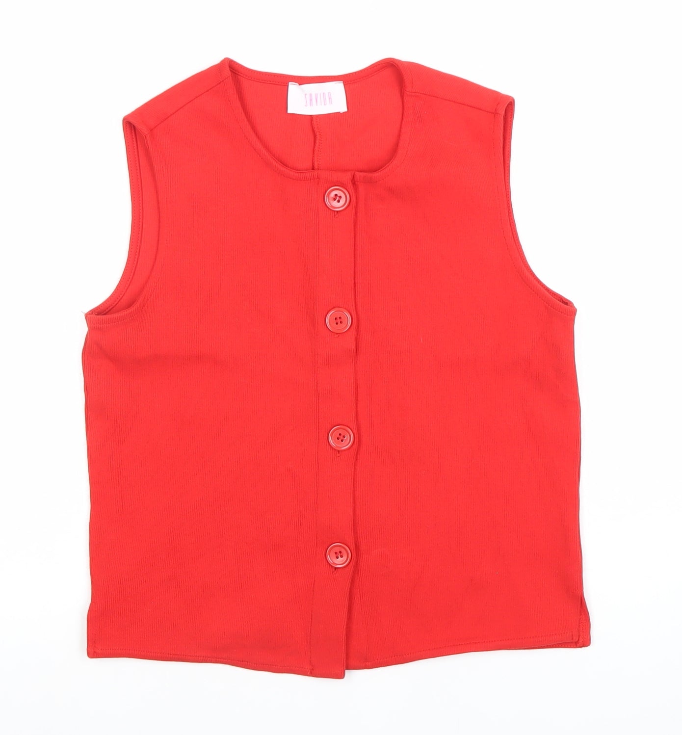 Savida Women's Red Sleeveless Button Cardigan XS Cotton Knit