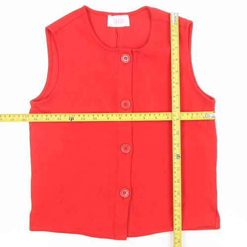 Savida Women's Red Sleeveless Button Cardigan XS Cotton Knit