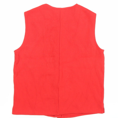 Savida Women's Red Sleeveless Button Cardigan XS Cotton Knit