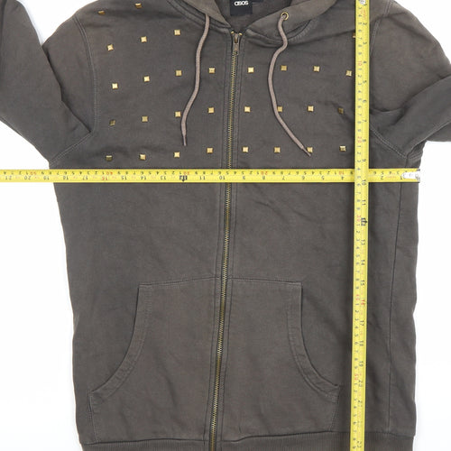 ASOS Women’s Brown Studded Full Zip Hoodie Size S Hooded Sweatshirt