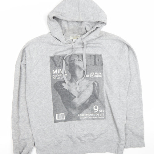 Cotton On Women's Grey Graphic Print Pullover Hoodie Size M