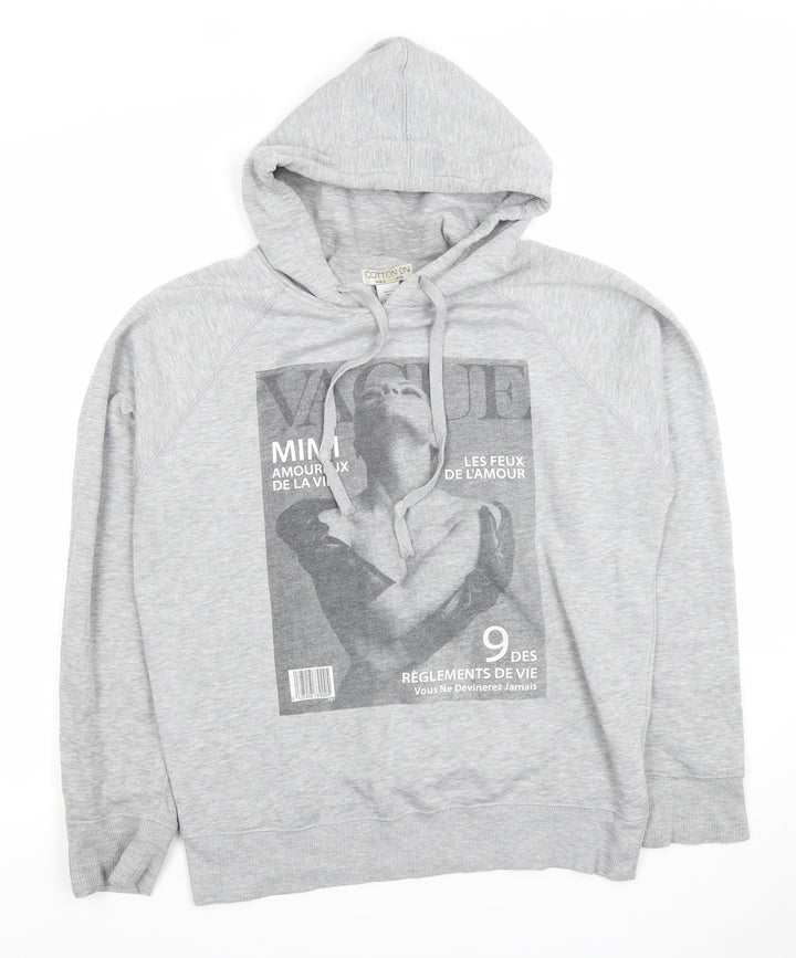 Cotton On Women's Grey Graphic Print Pullover Hoodie Size M