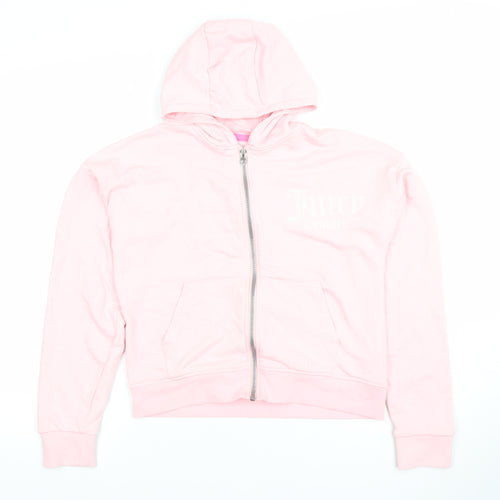 Juicy Couture Girls Pink Full Zip Hoodie 12-13 Years Logo Cotton Blend