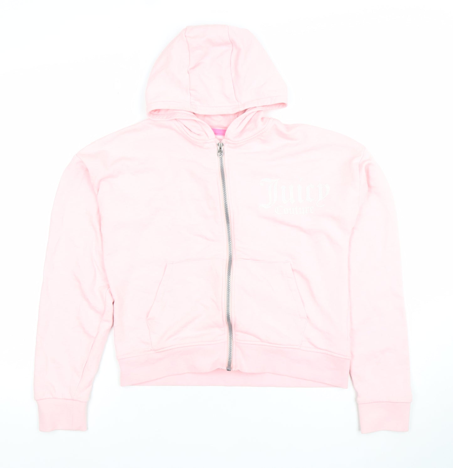 Juicy Couture Girls Pink Full Zip Hoodie 12-13 Years Logo Cotton Blend