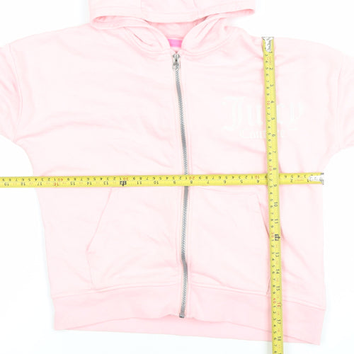 Juicy Couture Girls Pink Full Zip Hoodie 12-13 Years Logo Cotton Blend