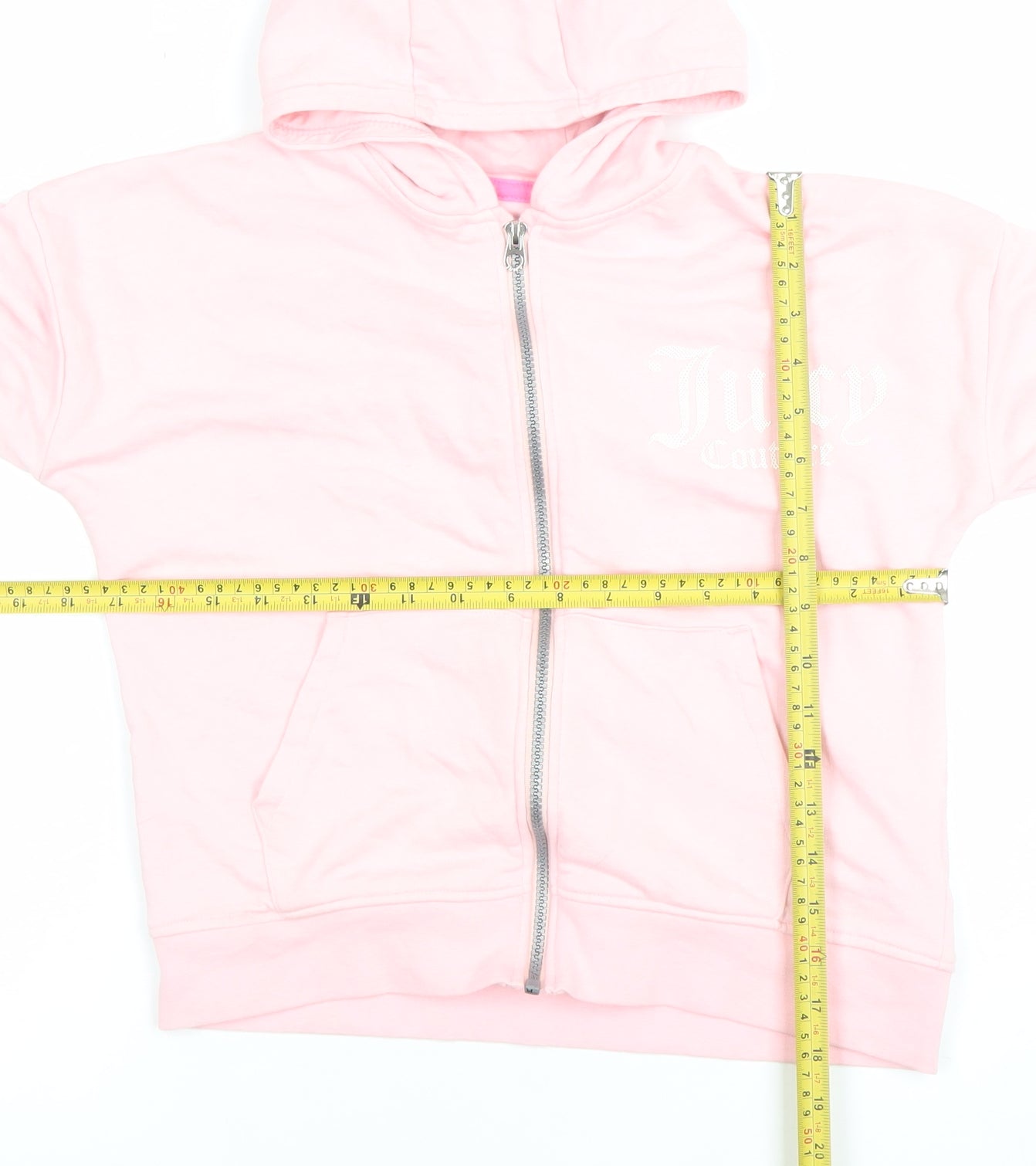Juicy Couture Girls Pink Full Zip Hoodie 12-13 Years Logo Cotton Blend