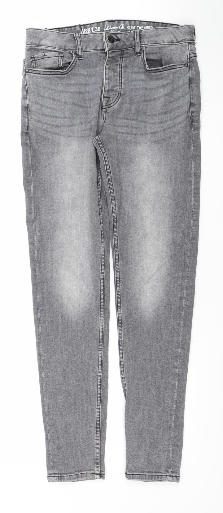 Denim Co. Men's Grey Slim Tapered Jeans 28W 30L Cotton Blend