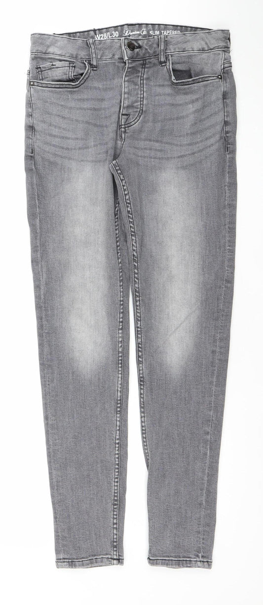 Denim Co. Men's Grey Slim Tapered Jeans 28W 30L Cotton Blend
