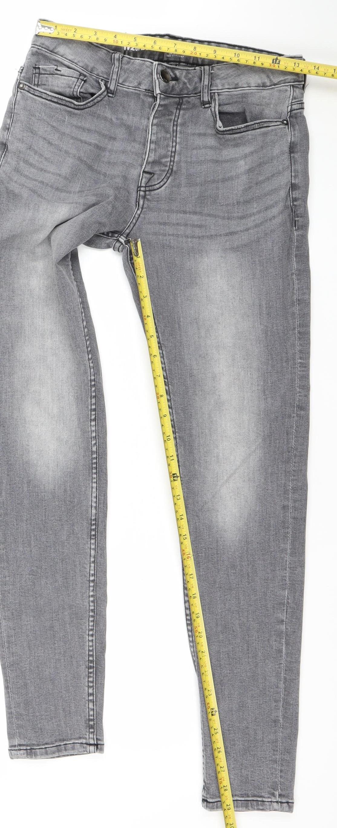 Denim Co. Men's Grey Slim Tapered Jeans 28W 30L Cotton Blend