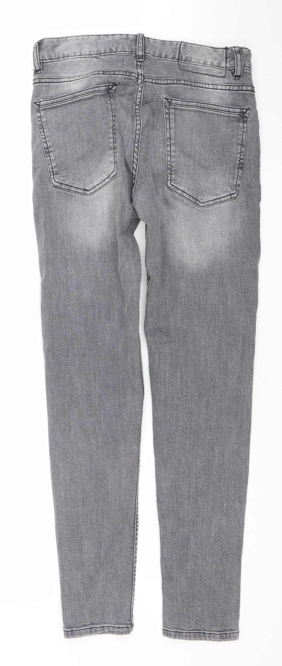 Denim Co. Men's Grey Slim Tapered Jeans 28W 30L Cotton Blend