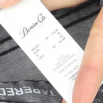 Denim Co. Men's Grey Slim Tapered Jeans 28W 30L Cotton Blend