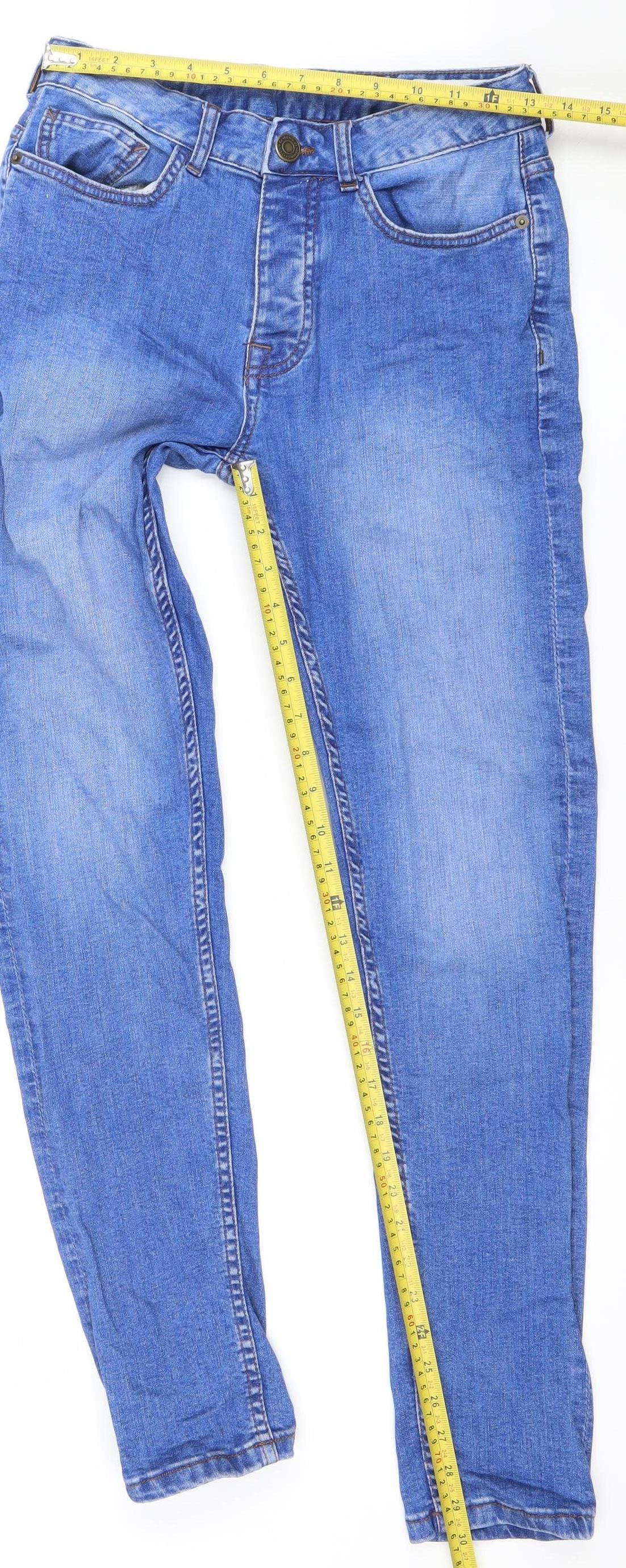 Denim Co Men's Blue Skinny Jeans W28 L32 Cotton Blend