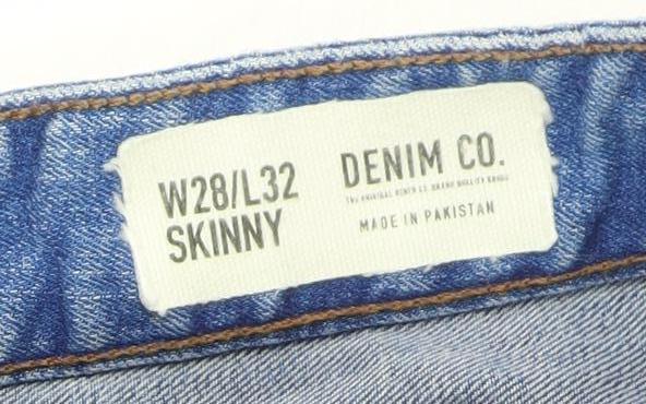 Denim Co Men's Blue Skinny Jeans W28 L32 Cotton Blend