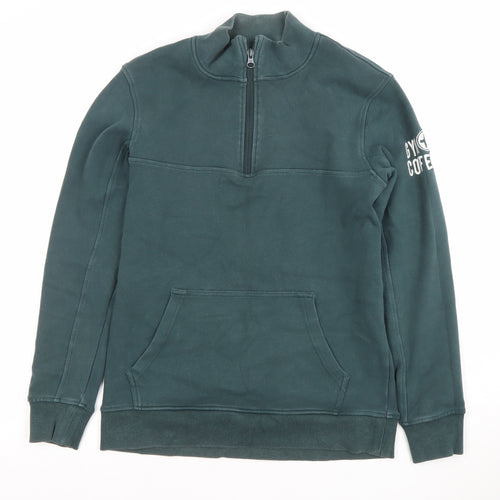 Gym+Coffee Men's Green 1/2 Zip Fleece Sweatshirt Size S Regular Fit