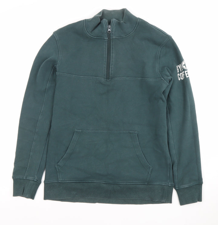 Gym+Coffee Men's Green 1/2 Zip Fleece Sweatshirt Size S Regular Fit