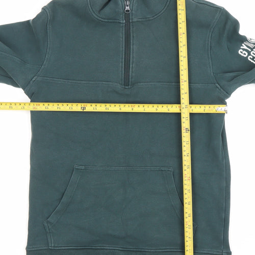 Gym+Coffee Men's Green 1/2 Zip Fleece Sweatshirt Size S Regular Fit