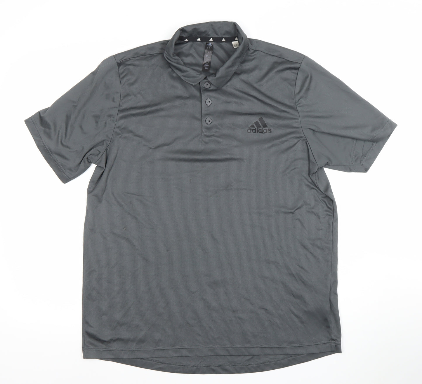 Adidas Men Grey Polo Shirt L Moisture Wicking Golf Activewear Top