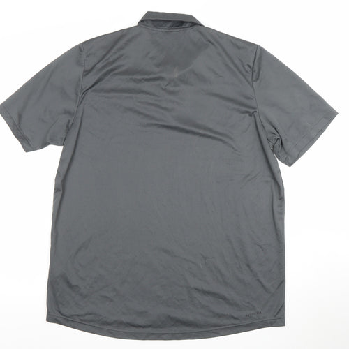 Adidas Men Grey Polo Shirt L Moisture Wicking Golf Activewear Top