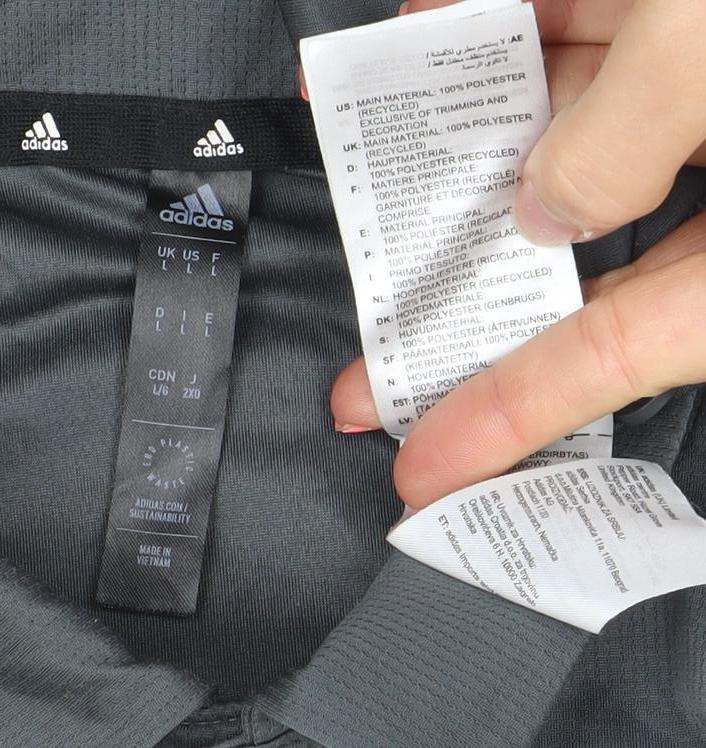 Adidas Men Grey Polo Shirt L Moisture Wicking Golf Activewear Top