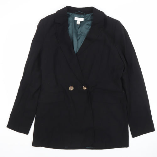 Topshop Womens Black Double-Breasted Blazer Jacket UK 10