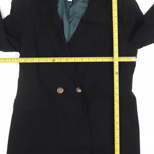 Topshop Womens Black Double-Breasted Blazer Jacket UK 10