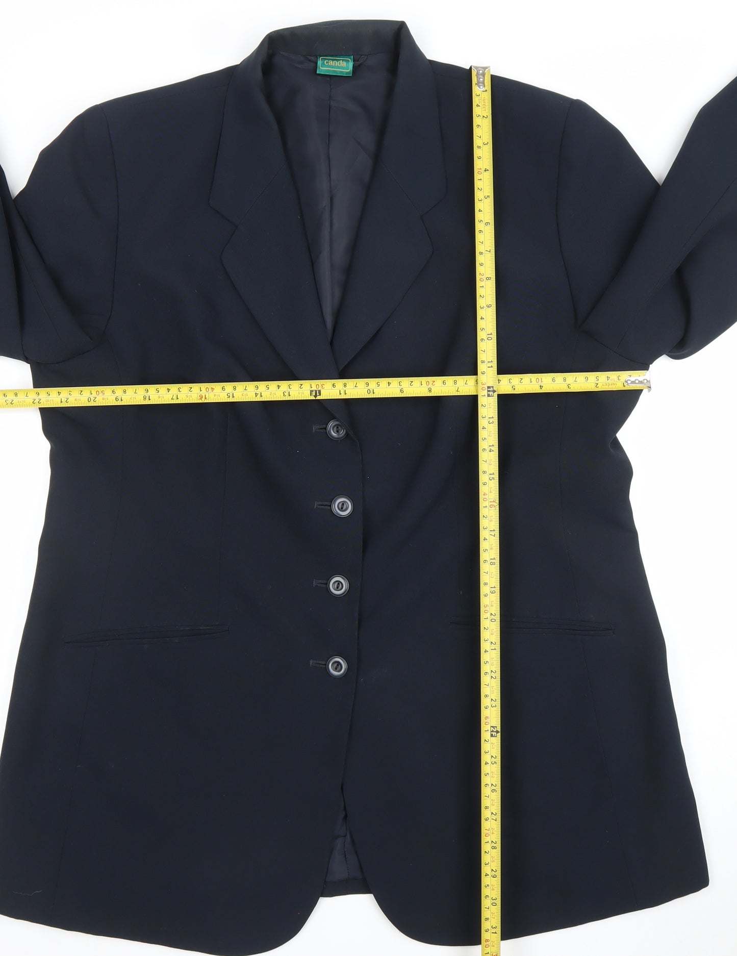 Canda Women Black Size 16 Single-Breasted Suit Jacket