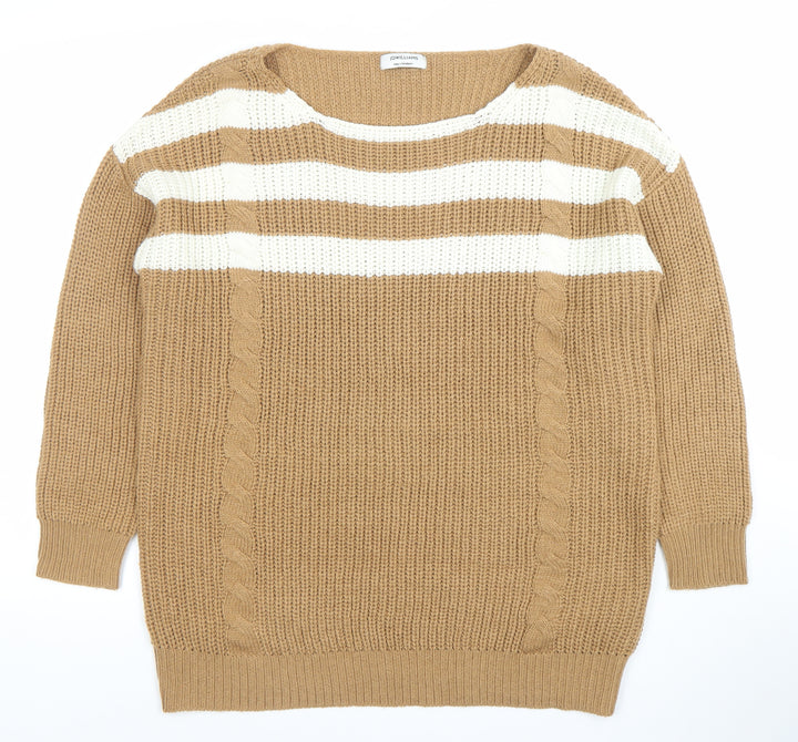 JD Williams Women’s Beige Striped Chunky Knit Scoop Neck Pullover Jumper Size S