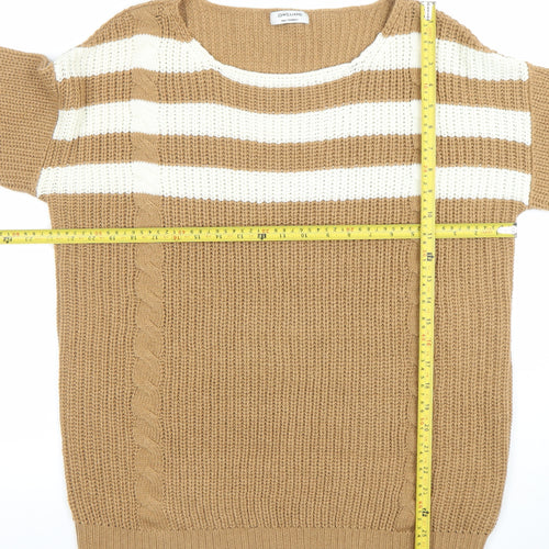 JD Williams Women’s Beige Striped Chunky Knit Scoop Neck Pullover Jumper Size S