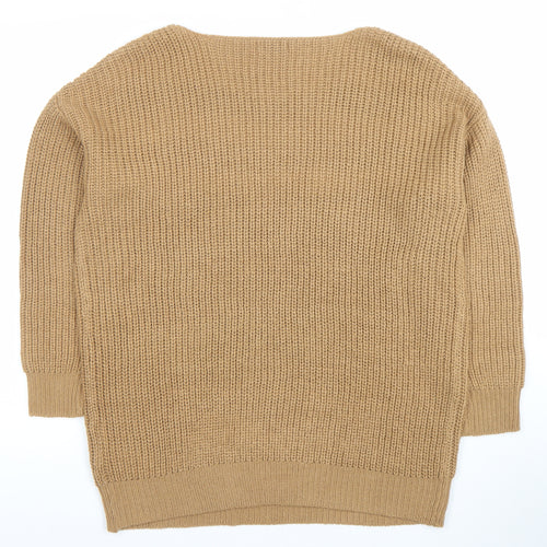 JD Williams Women’s Beige Striped Chunky Knit Scoop Neck Pullover Jumper Size S