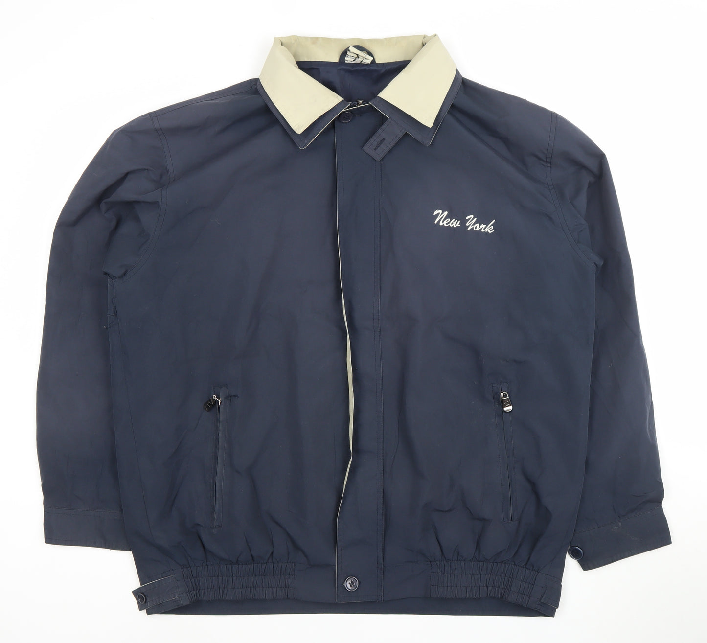Men’s Blue New York Polyester Lined Basic Jacket Size L