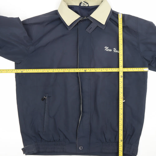 Men’s Blue New York Polyester Lined Basic Jacket Size L