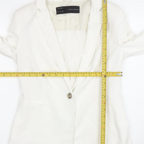 Zara Basic Women Ivory Regular Fit One-Button Blazer Size 10