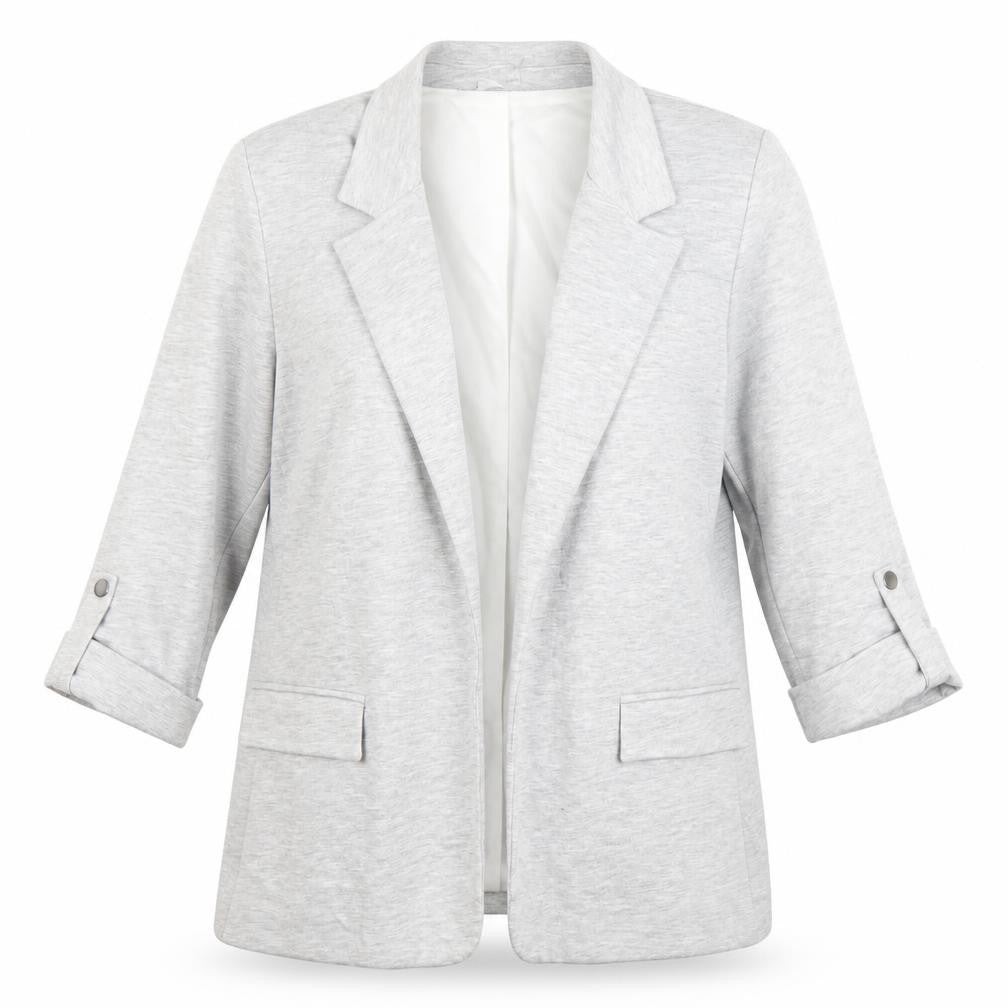 Front view of Sonsandar women’s grey, size UK 12, classic blazer jacket