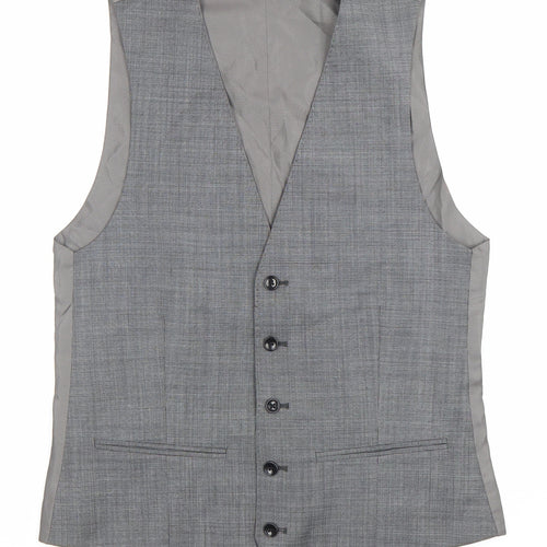 Corsivo Men's Grey 38R Wool Waistcoat Classic Formal