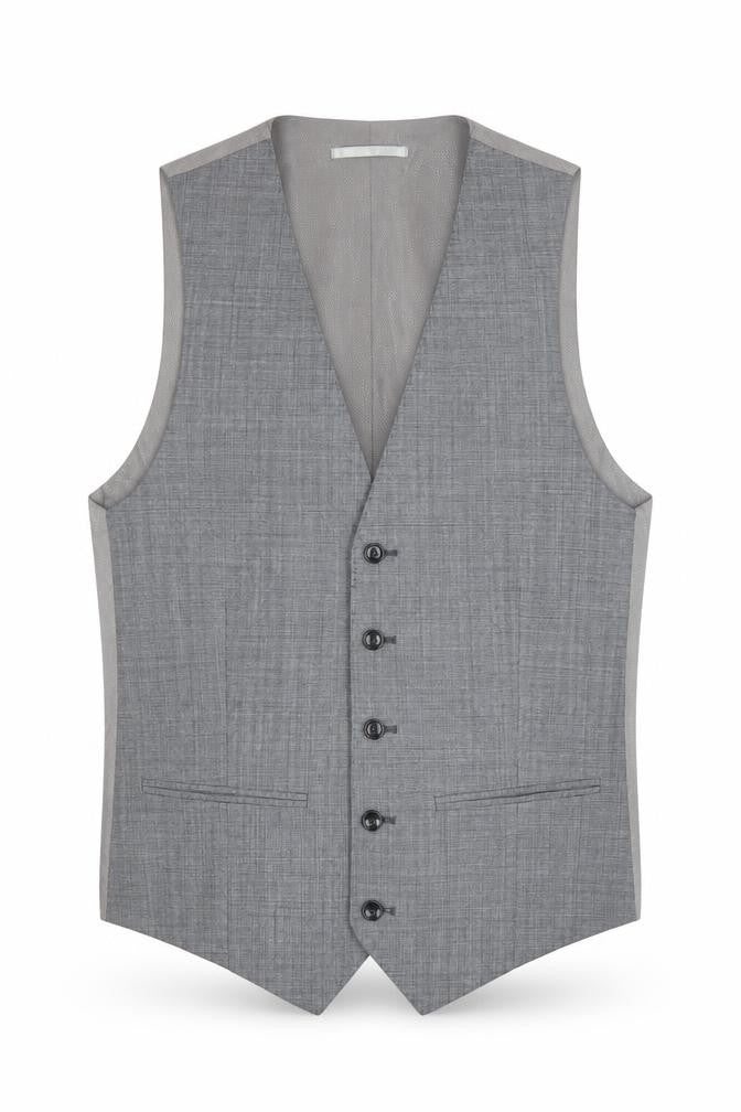 Corsivo Men's Grey 38R Wool Waistcoat Classic Formal
