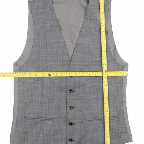 Corsivo Men's Grey 38R Wool Waistcoat Classic Formal
