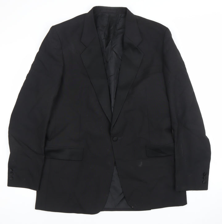 Moss Bros Men's Black 42L Classic Single-Breasted Blazer Jacket