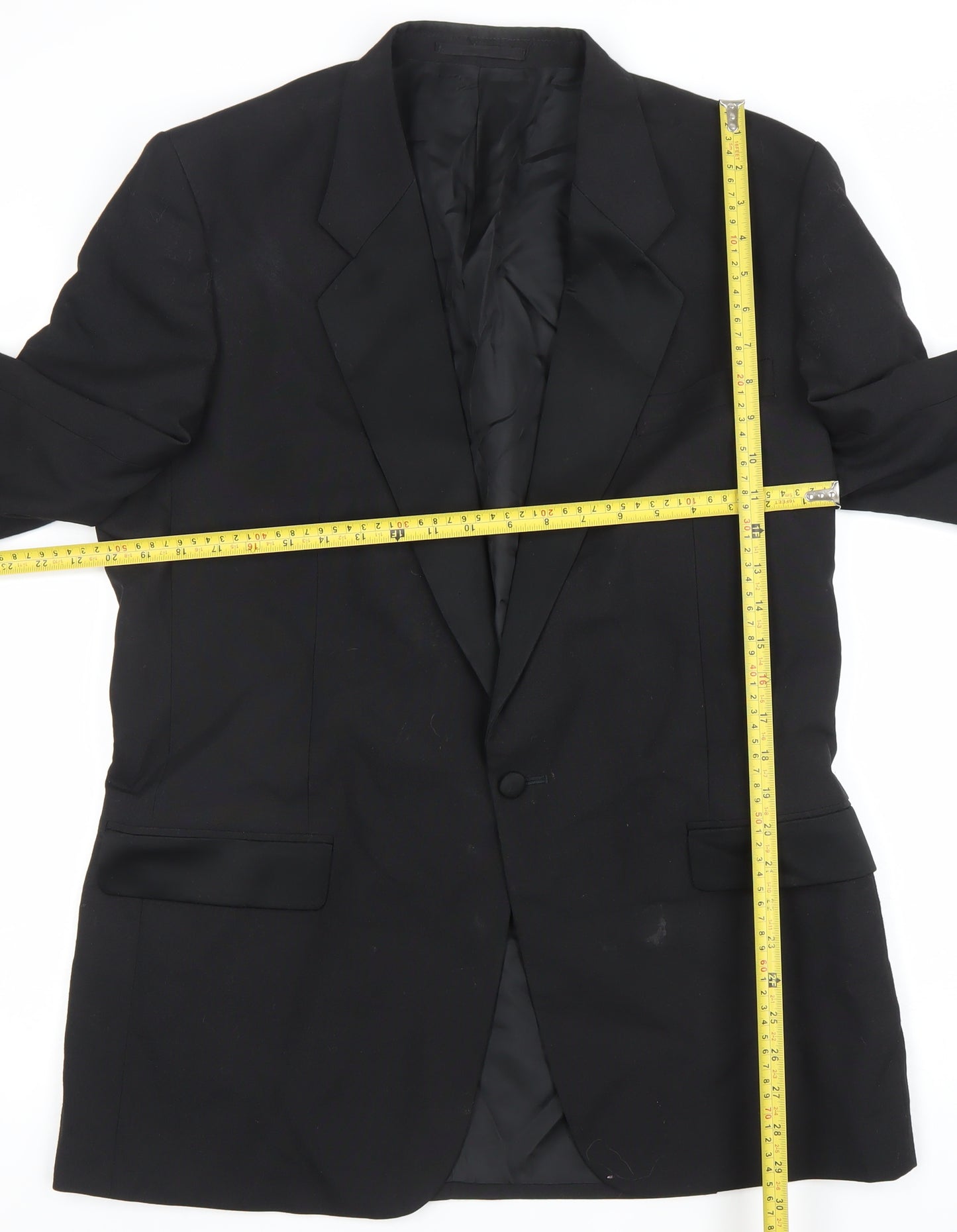 Moss Bros Men's Black 42L Classic Single-Breasted Blazer Jacket