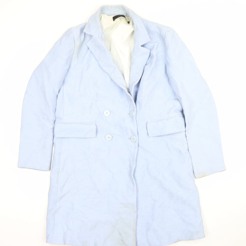Zara Basic Women’s Blue Double-Breasted Long Blazer Coat Size 8