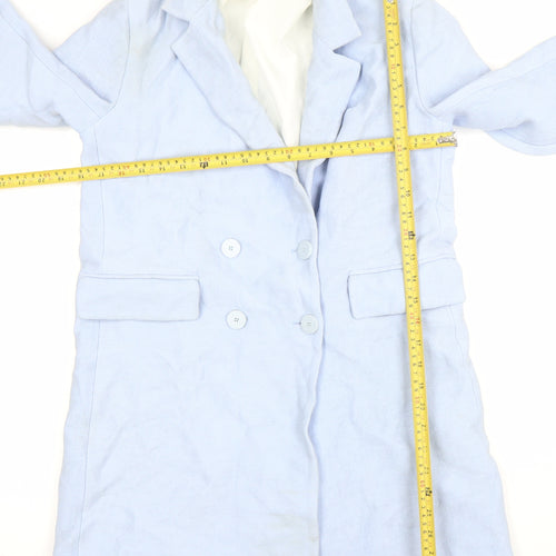 Zara Basic Women’s Blue Double-Breasted Long Blazer Coat Size 8