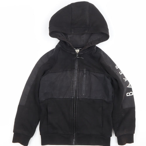Ted Baker Boys Black Full Zip Hoodie 5 Years Cotton Blend Logo Detail