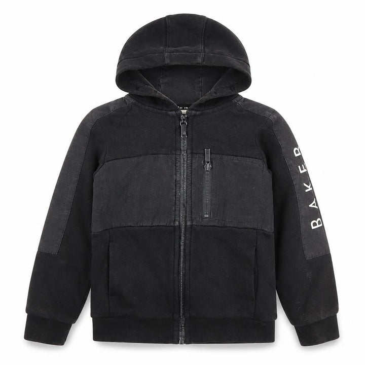 Ted Baker Boys Black Full Zip Hoodie 5 Years Cotton Blend Logo Detail