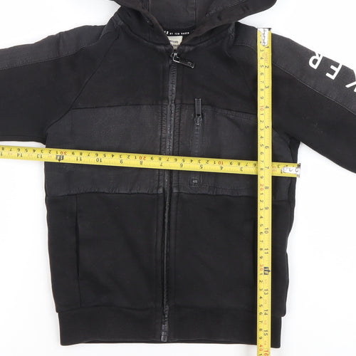 Ted Baker Boys Black Full Zip Hoodie 5 Years Cotton Blend Logo Detail