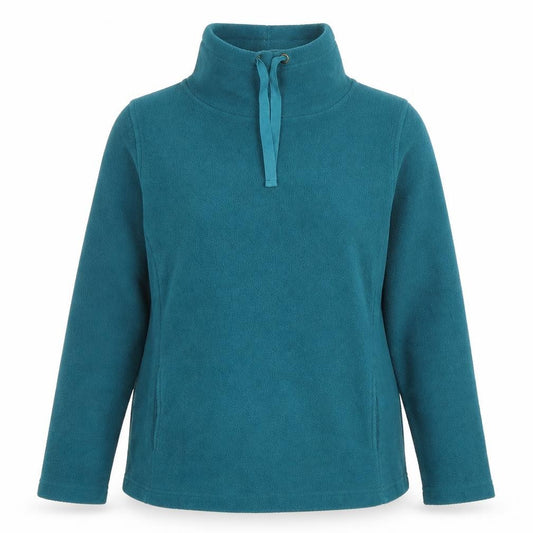 Front view of Cotton Traders Women Teal, size 14, Polyester Fleece Pullover Sweatshirt